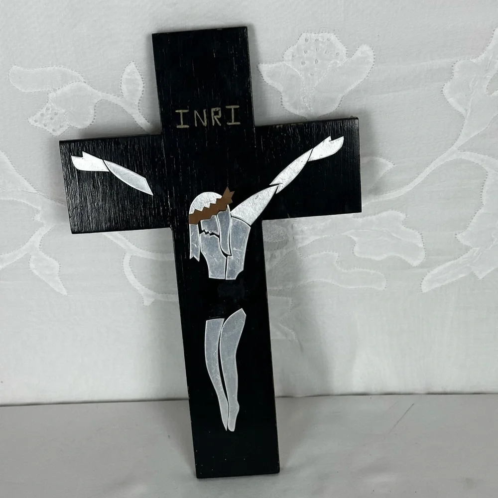 Hand crafted Wooden Cross Aluminum Crucifix,Religious